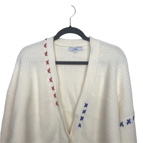 J.ing Otis Ivory Oversized Stitch Detail V Neck Cardigan - Picture 4 of 10